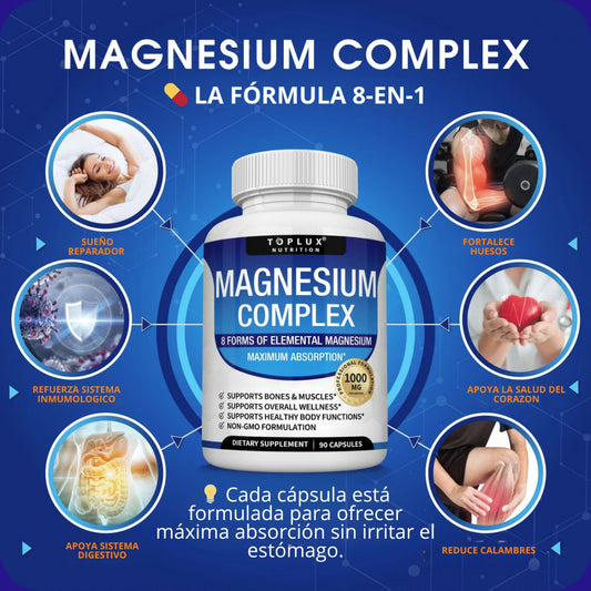 Magnesio Suplemento 8 Elemental 1000mg (60 Cápsulas)