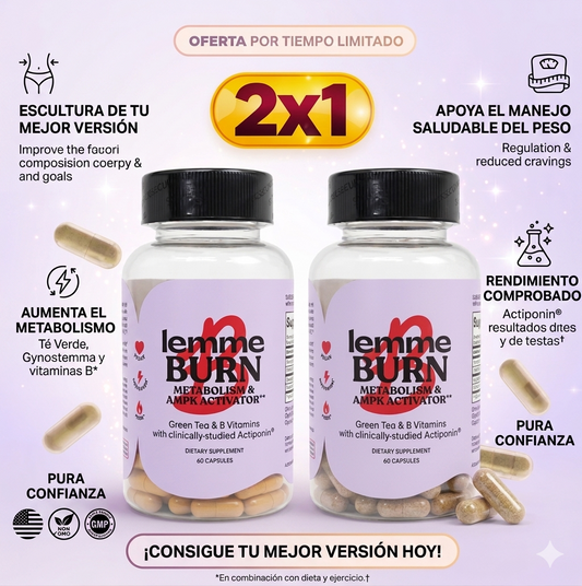 2x1 Burn Quema Grasa de Forma Natural y Efectiva - 120 capsulas